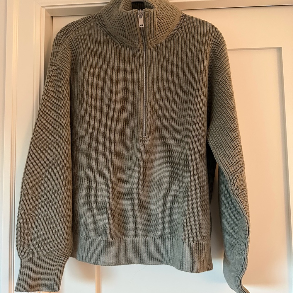 Everlane Women's Olive Zip-Up Sweater